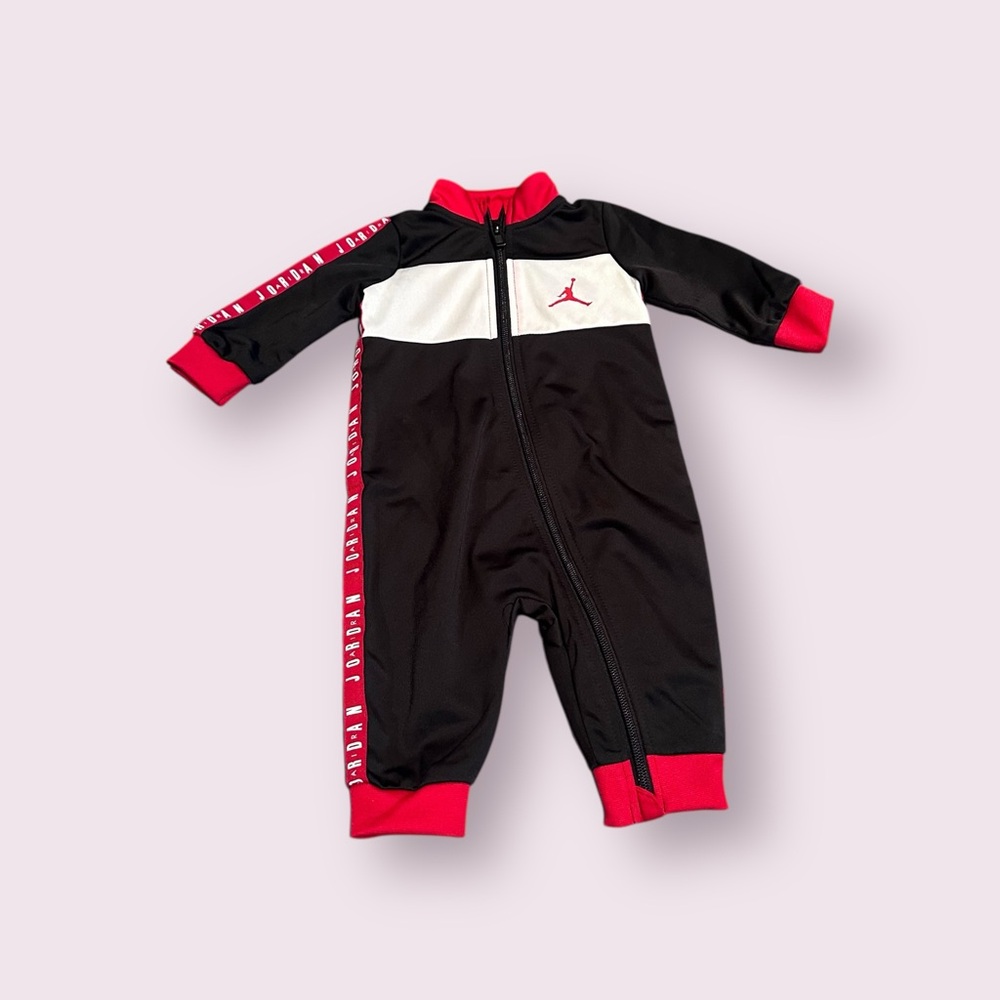 NWT Baby Jordan Black and Red Zip Front One Piece Size 6M